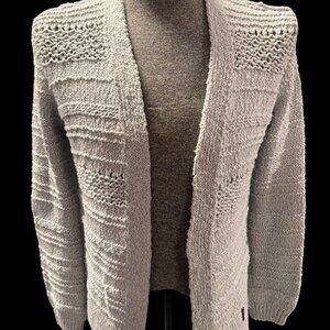 Abercrombie & Fitch Women XS Solid Gray Stripe Crochet Open Front Cardigan (GS2)